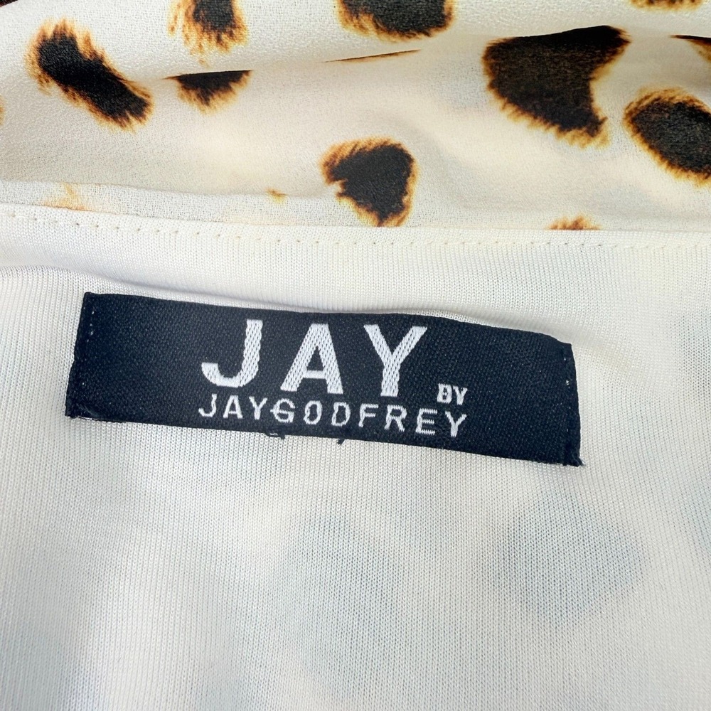 Jay Godfrey Womens Large Dress Leopard Animal Print Ruffle Shift Mini - Picture 7 of 10